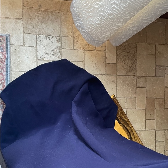 Badgely Mischka Long Navy Blue Evening Gown Size 10 Beaded Cap Sleeve Mini Train - Picture 11 of 11